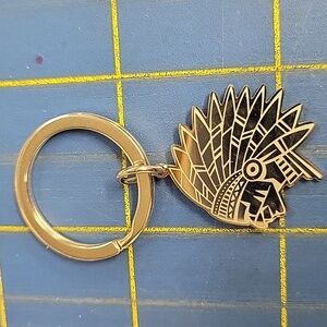 Indian Head Silver Tone Keyring
